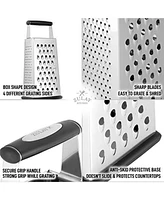 Zulay Kitchen 4-Sided Cheese Grater - Stainless Steel Grater With Easy Grip Handle & Anti-Skid Base (Large)