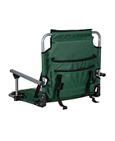 Stansport Tubular Frame Folding Stadium Seat with Arms - Green/Tan