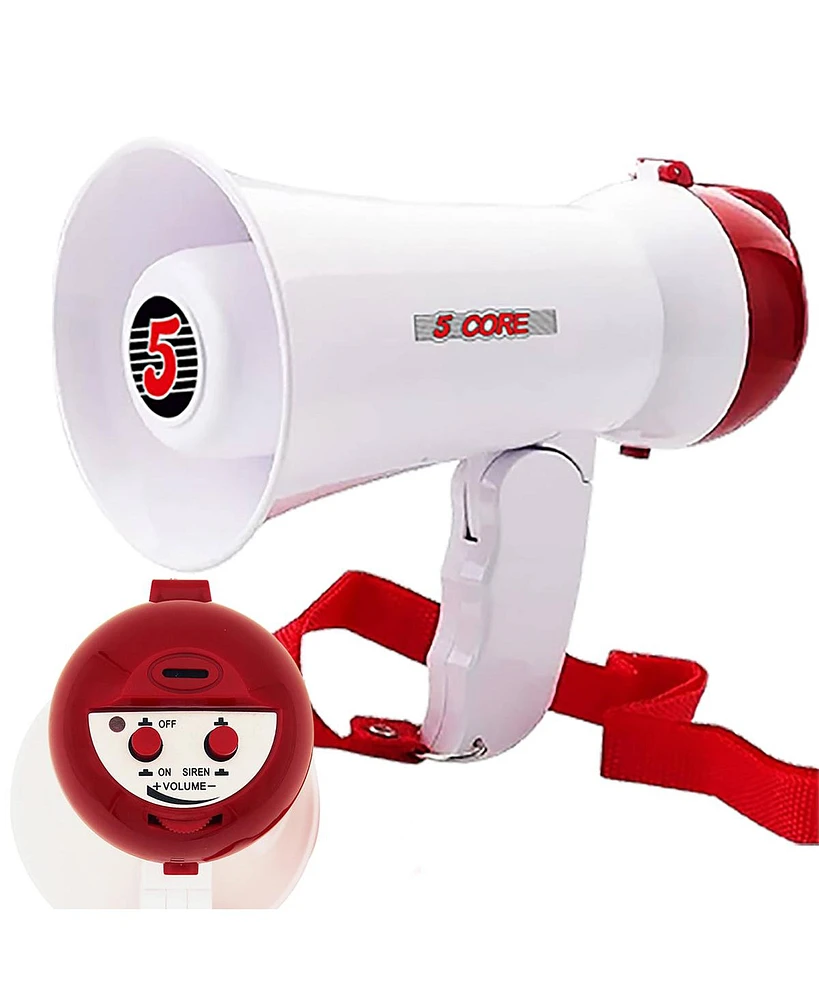 5 Core Megaphone Speaker Kids Mini Bull Horn 15W, Multi-Function w/ Recording, Siren, Volume Control