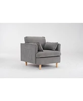 Simplie Fun Modern Fabric Armchair with Wooden Feet & 2 Pillows