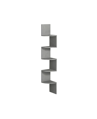 Slickblue Corner Shelf, 5-tier Floating Wall Shelf With Zigzag Design, Bookshelf