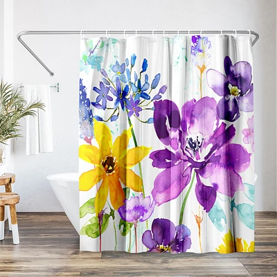71x74 Botanical Shower Curtain - Floral Shimmer by Harrison Ripley