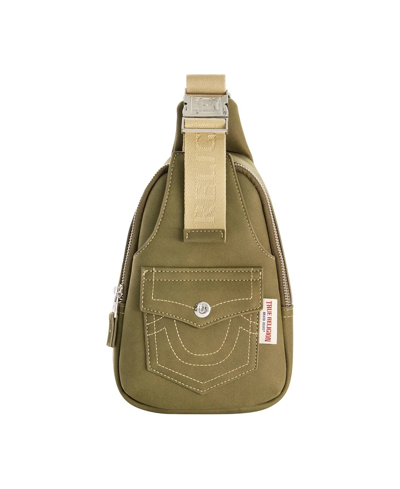 True Religion Suede Sling with Horseshoe Front pocket