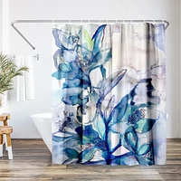 71x74 Floral Shower Curtain - Aqua Floral by Hope Bainbridge