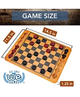 We Games 14.5 in. Red and Black Solid Wood Checkers Set, Grooves in Board