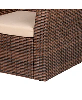 WestinTrends 4 Piece Outdoor Wicker Rattan Conversation Sofa set with Coffee table