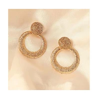 Sohi Women's Gold Dented Drop Earrings