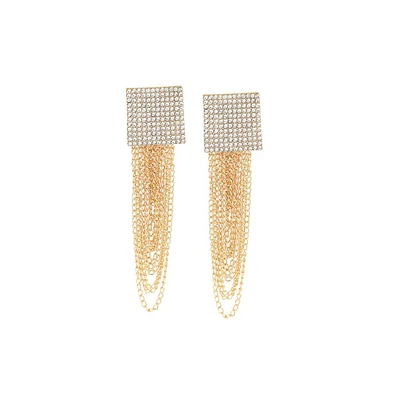 Sohi Women's White Chain Drop Earrings
