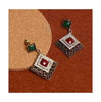 Sohi Women's Gold Rhombus Drop Earrings
