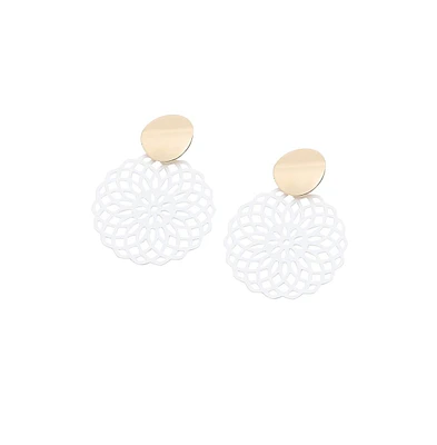 Sohi Women's Floral Filigree Drop Earrings