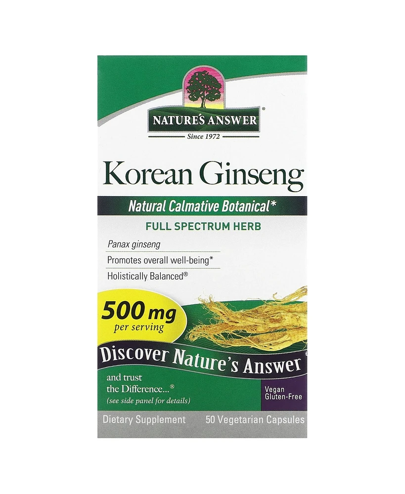 Nature's Answer Korean Ginseng 500 mg - 50 Vegetarian Capsules - Assorted Pre