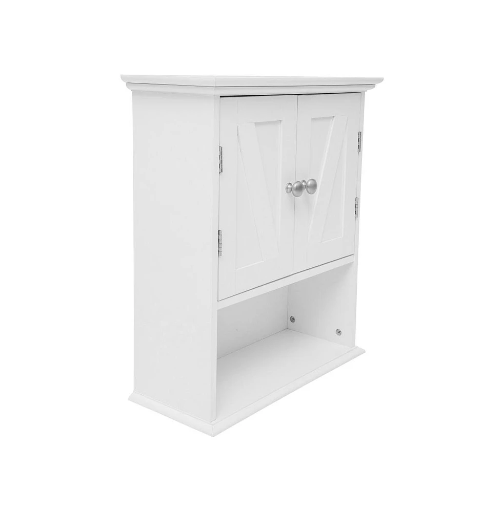 Merrick Lane Delilah Wall Mounted Bathroom Medicine Cabinet With Adjustable Cabinet Shelf, Lower Open Shelf, And Magnetic Closure Doors