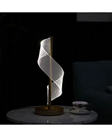 Streamdale Furniture 18.75" In Dinamo Modern" S" Wave Swirl Acrylic Led Brushed Gold Table Lamp