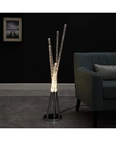 Streamdale Furniture 48.75" In Carina Modern 5 Acrylic Upright Legs Stix Led Silver Metal Floor Lamp