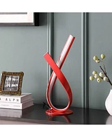 Streamdale Furniture 17" In Abstract Upright Ribbon Bow Led Red Metal Table Lamp