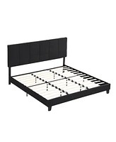 Simplie Fun King Size Upholstered Platform Bed Frame in Black