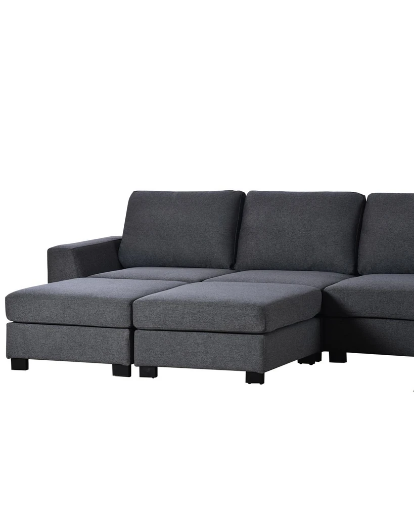 Simplie Fun 3 Pieces U Shaped Sofa With Removable Ottomans