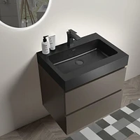 1-Piece Gray Bathroom Vanity with Large Storage