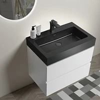 Streamdale Furniture White Bathroom Vanity with Large Storage, Wall Mounted