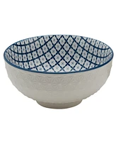 Tabletops Unlimited 6.5" White Embossed Diamond Stoneware Ramen Noodle Bowls, Set of 2