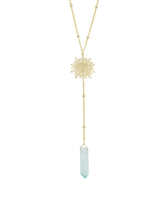 Macy's Aqua or Aurora Borealis Quartz Sun Y-Necklace