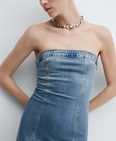 Mango Women's Strapless Denim Dress