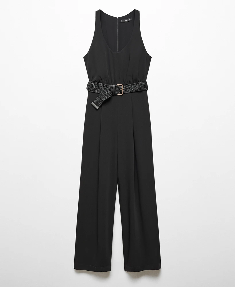 Mango Women's Belt Long Jumpsuit