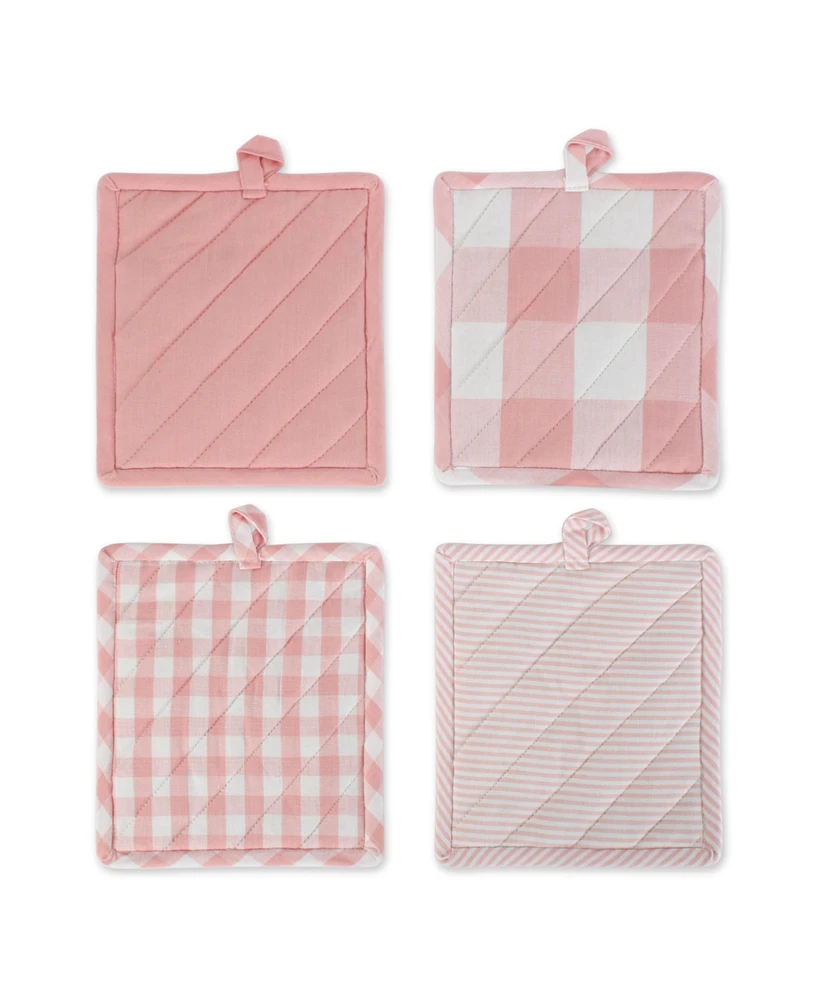 Design Imports Gingham Check Kitchen Collection, Pink, Potholder Set