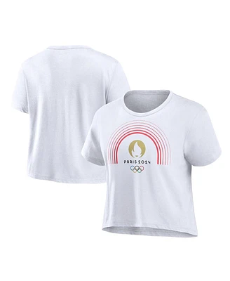 Fanatics Women's White Paris 2024 Summer Olympics Cropped T-Shirt