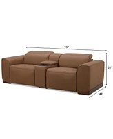 Lovro 3-Pc. Leather Sofa with 2 Power Motion Chairs & 1 Console, Created for Macy's