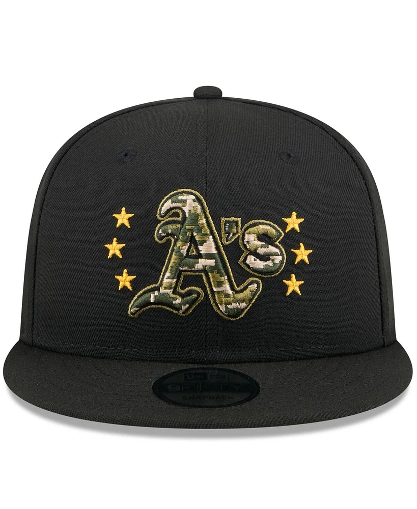 New Era Men's Black Oakland Athletics 2024 Armed Forces Day 9FIFTY Snapback Hat