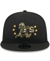 New Era Men's Black Oakland Athletics 2024 Armed Forces Day 9FIFTY Snapback Hat