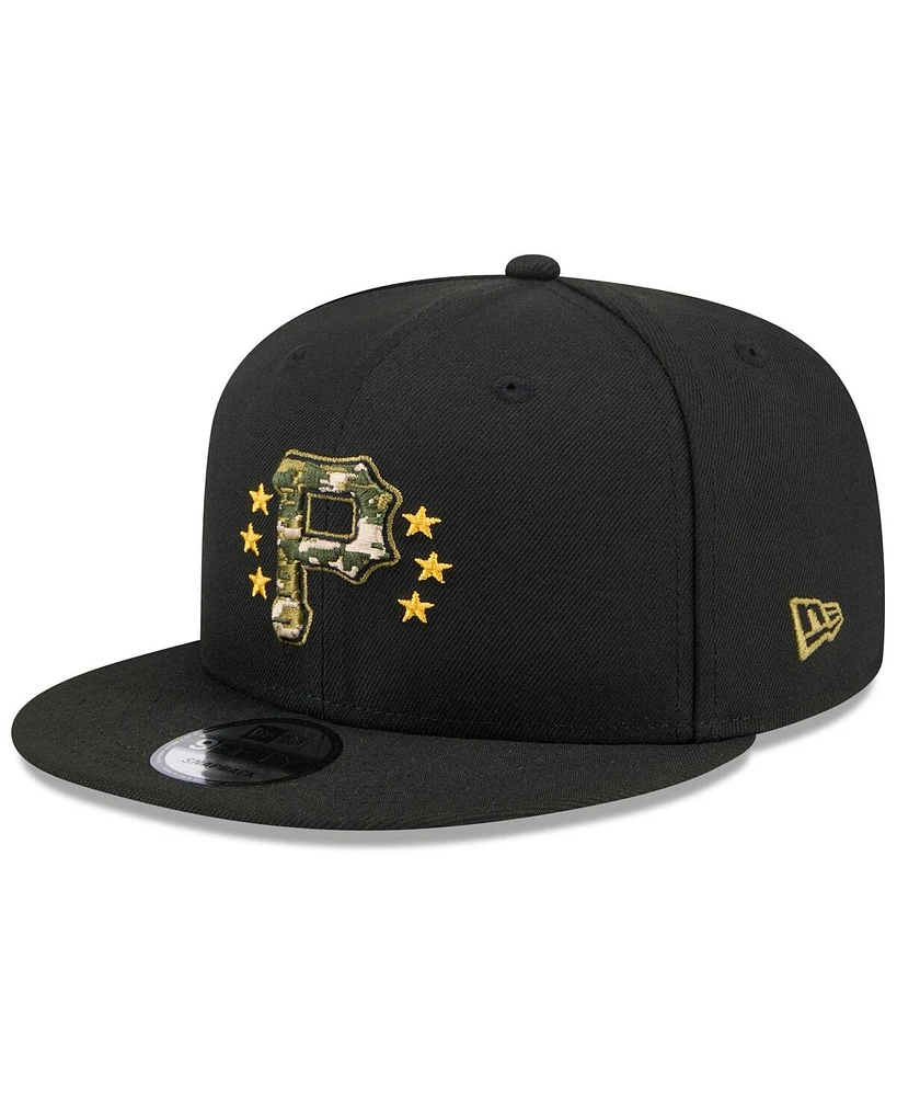 New Era Men's Black Pittsburgh Pirates 2024 Armed Forces Day 9FIFTY Snapback Hat
