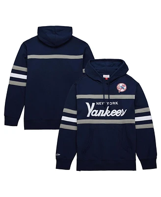 Mitchell & Ness Men's Navy/Gray New York Yankees Head Coach Pullover Hoodie