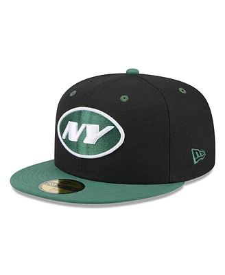 New Era Men's Black/Green York Jets Flipside 2Tone 59FIFTY Fitted Hat