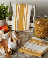 Design Imports Everyday Kitchen Dishtowel Collection Large Chef Stripe Tea Towel, 18x28", Honey Gold, 3 Count