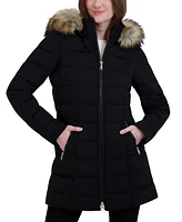 Laundry By Shelli Segal Women's Faux-Fur-Trim Hooded Puffer Coat