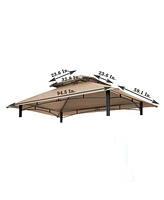 Streamdale Furniture 8x5FT Grill Gazebo Replacement Canopy, Double Tiered Bbq Tent Roof Top Cover