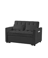 Simplie Fun Black Velvet Loveseat Sofa Bed