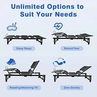Adjustable Bed Base Frame Head And Foot Incline Quiet Motor King Size Zero Gravity