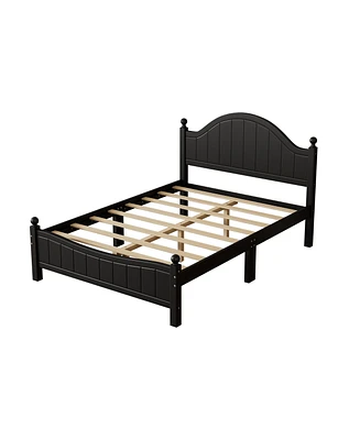Simplie Fun Traditional Concise Stylesolid Wood Platform Bed, No Need Box Spring, Full