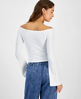 Just Polly Juniors' Off-The-Shoulder Long-Sleeve Top