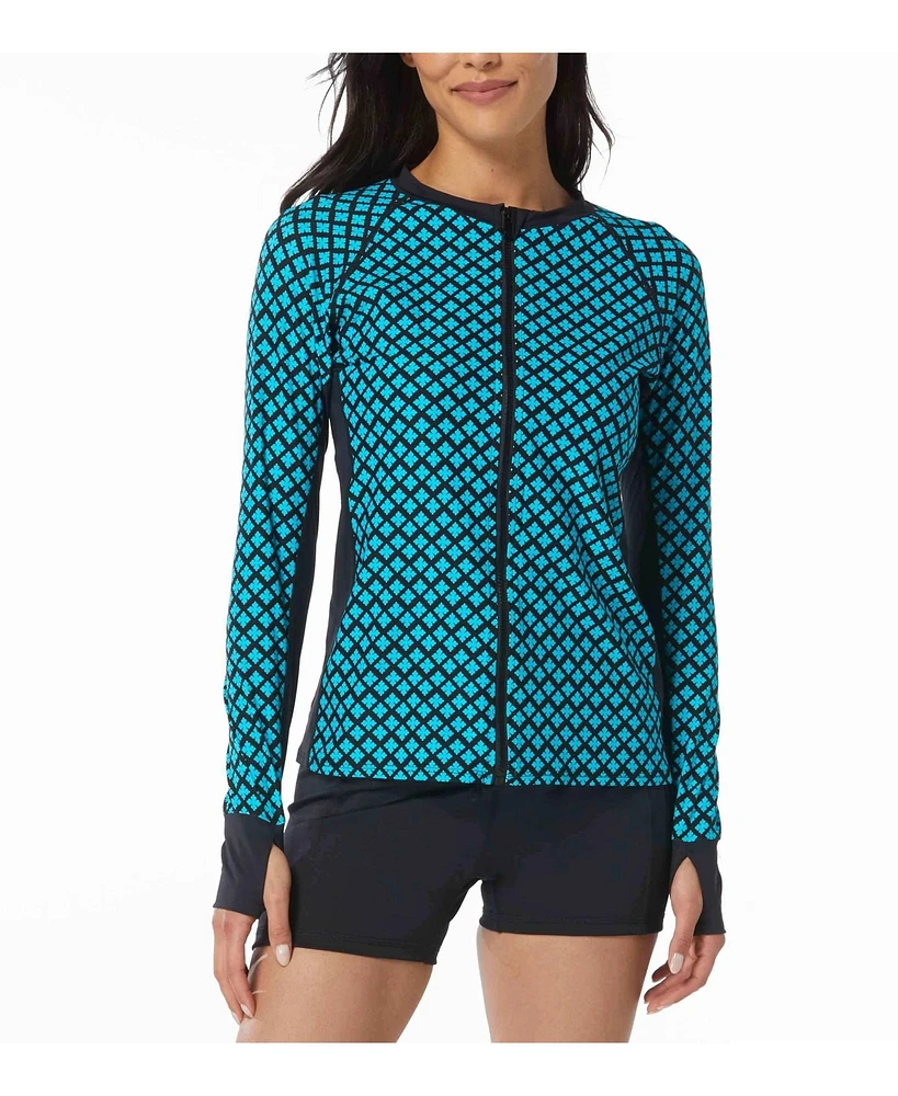 Beach House Sport Women's Ava Zip Front Floral Rash Guard