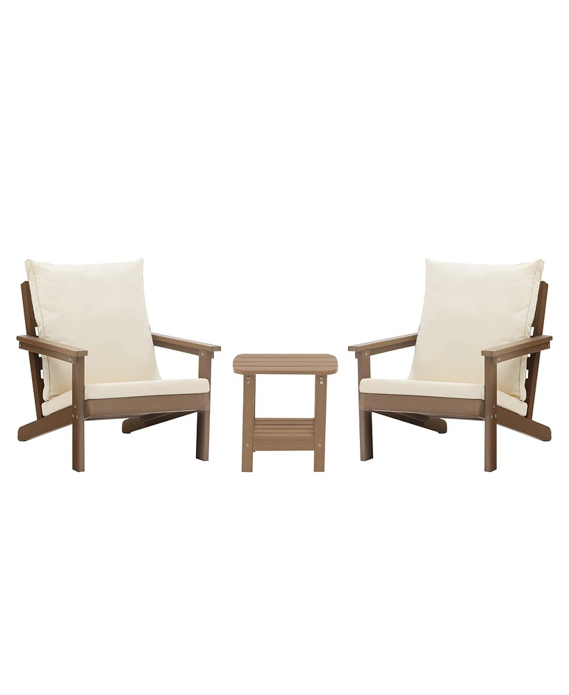 Mondawe 3 Pieces Patio Conversation Seating Set with Rectangular Coffee Table