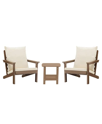 Mondawe 3 Pieces Patio Conversation Seating Set with Rectangular Coffee Table