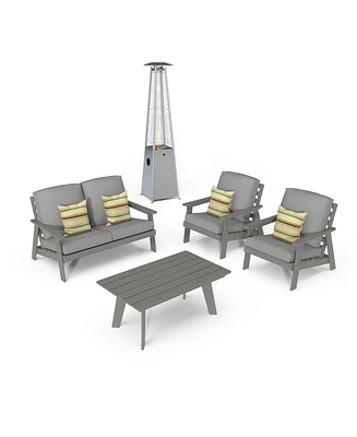Mondawe 6 Pieces Patio Conversation Set with Heater and Coffee Table