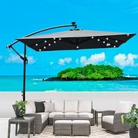 Streamdale Furniture Solar Powered Led Patio Umbrella with Crank & Base