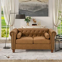 Streamdale Furniture Chesterfield Fabric Sofa, Large-Brown