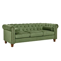 Green Velvet Chesterfield Sofa - 3 Seater