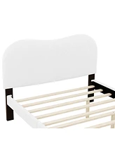 Simplie Fun Full Size Upholstered Platform Bed With Wood Supporting Feet